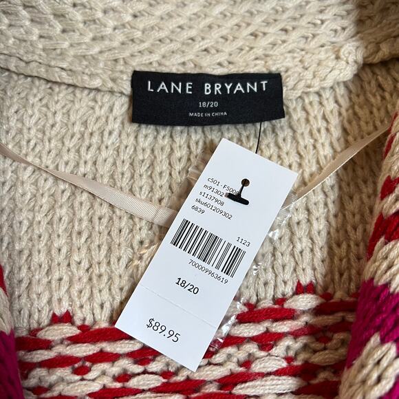 Lane Bryant Shawl Collar Jacquard Cardigan Size 18/20 Open Front Long Line NEW - Picture 8 of 11